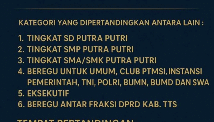 Turnamen Tenis Meja DPRD TTS CUP 2 Segera Digelar, Ini Jadwal dan Lokasi Pelaksanaan