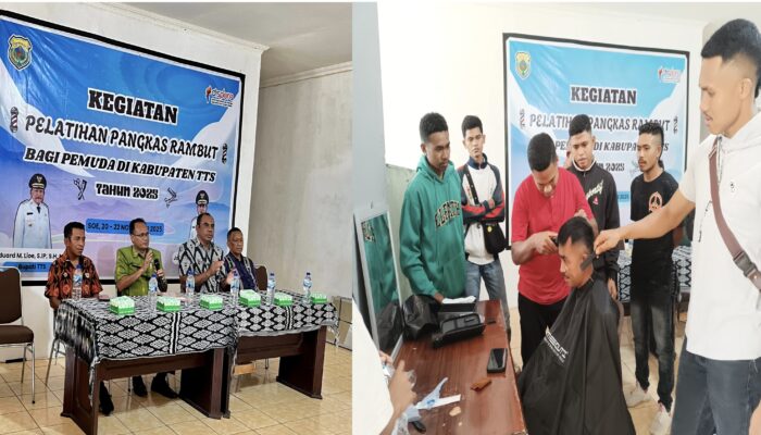 15 Pemuda Ikut Pelatihan Pangkas Rambut Yang Digelar Dispora TTS, Dapat Peralatan Pangkas