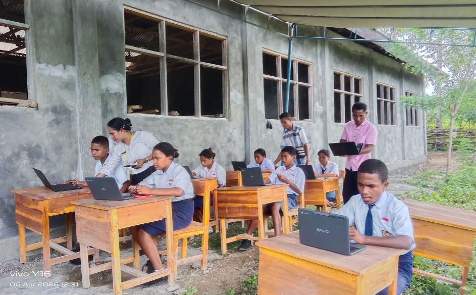 Gedung Belum Rampung, Siswa SMPN Kua Aus Tetap Jalani TKA dengan Semangat